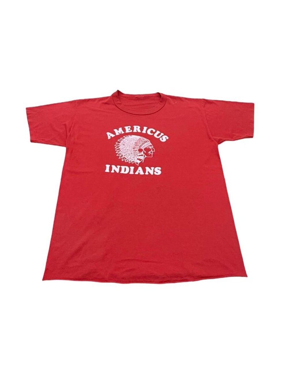 Vintage 1980s Americus Indians Single Stitch Red T Shirt Men’s